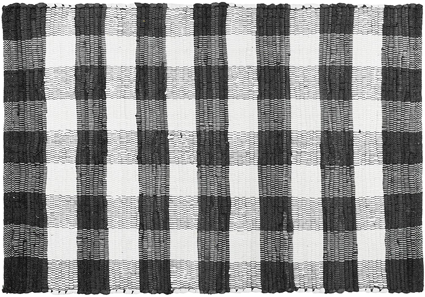 GLAMBURG Cotton Buffalo Check Plaid Rugs Washable, Handwoven Checkered Rug Welcome Door Mat 22x34 Rug for Kitchen Bathroom Outdoor Porch Laundry Living Room, Farmhouse Reversible Rag Rug Blue White