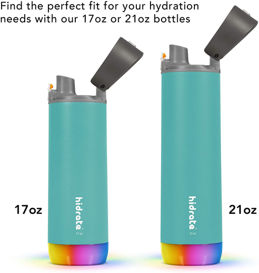 HidrateSpark STEEL Smart Water Bottle, Tracks Water Intake & Glows to Remind You to Stay Hydrated - Chug Lid