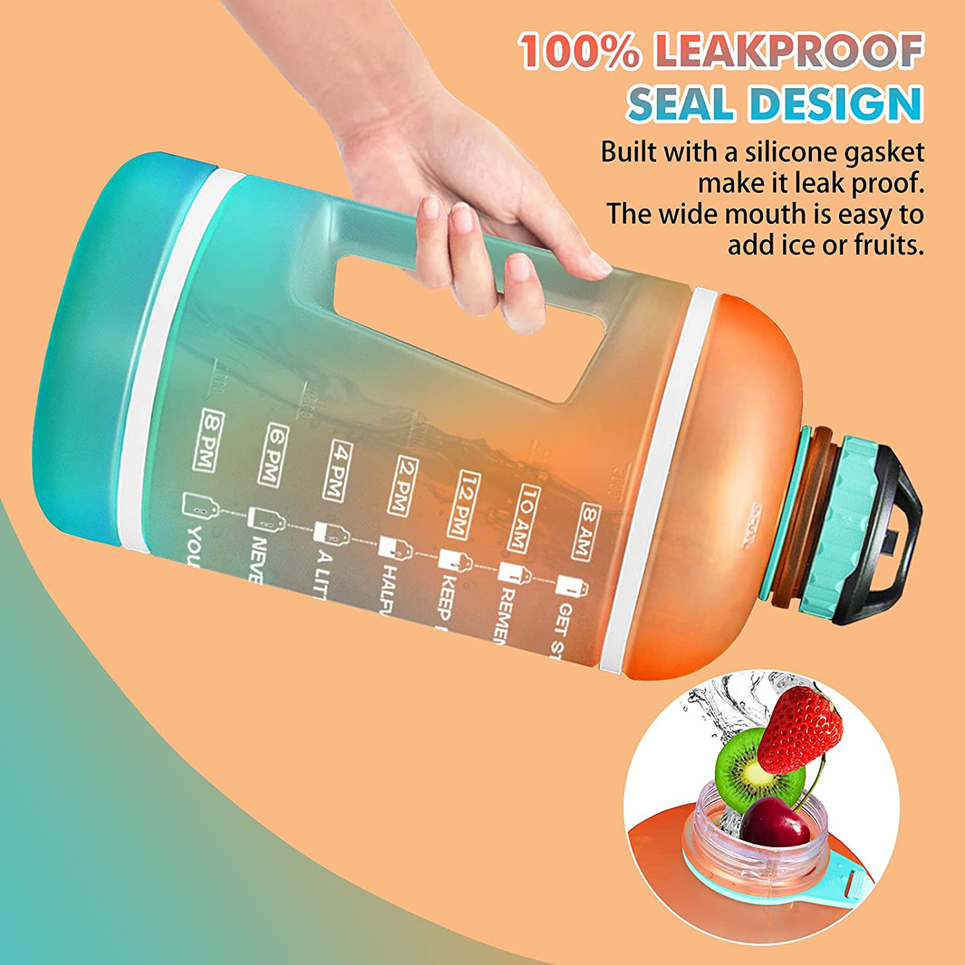 ZOMAKE Gallon Water Bottle with Straw & Time Marker - 64/128 oz Motivational Water Jug BPA Free Leakproof Large Water Bottle Ensure You Drink Enough Water Daily