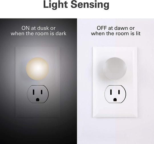 Lights by Night, Mini LED Night Light, Plug-in, Dusk to Dawn, Compact, UL-Listed, Ideal for Office, Bathroom, Bedroom, Nursery, Hallway, Kitchen, 45084, 4 Pack, White, 4 Count