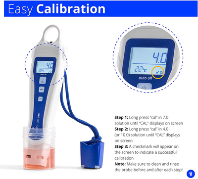 Bluelab PENPH pH Pen, Digital Meter Kit for Water Test with Easy Two Point Calibration and Double Junction Probe for Hydroponic System and Indoor Plant Grow, White