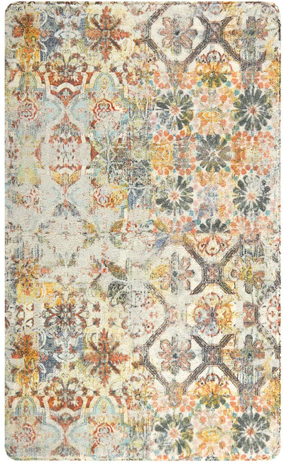 Lahome Floral Medallion Collection Area Rug - 3' Diameter Non-Slip Distressed Vintage Area Rug Accent Throw Rugs Floor Carpet for Door Mat Entryway Living Room Bedrooms Decor (3' Diameter, Multicolor)