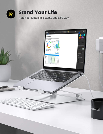 Lamicall Laptop Stand Riser Portable - Foldable Height Adjustable Ergonomic Computer Notebook Stand Holder Lift for Desk, Compatible with MacBook Air Pro, Dell XPS, HP (10-17'') - Silver