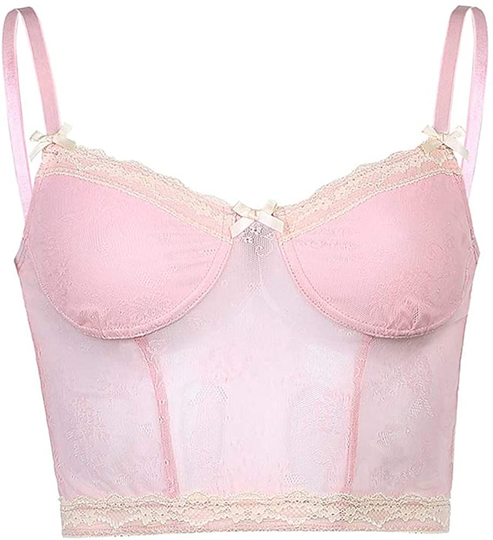 Women Y2K Cropped Tank Tops Sexy V Neck Spaghetti Strap Crop Top Lace Cami Shirt Sleeveless Patchwork Camisole