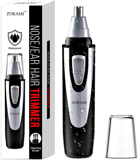 Ear and Nose Hair Trimmer Clipper - 2021 Professional Painless Eyebrow & Facial Hair Trimmer for Men Women, Battery-Operated Trimmer with IPX7 Waterproof, Dual Edge Blades for Easy Cleansing White
