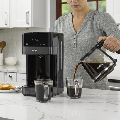 Mr Coffee 12 cup programmable Coffee maker, led touch display, black stainless