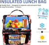 LOKASS Lunch Bags for Women Double Deck Insulated Lunch Box Large Cooler Tote Bag with Removable Shoulder Strap Wide Open Thermal Meal Prep Lunch Organizer Box for Adults/Work/Outdoor, Black Peony