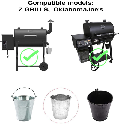 YAOAWE Grill Drip Grease Bucket & 5 Pack Foil Liners Compatible with Traeger Wood Pellet Grills HDW152 & Oklahoma Joe's & Z Grill BBQ Smokers Accessories
