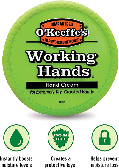 O'Keeffe's Working Hands Hand Cream, 3.4 ounce Jar, (Pack of 2)