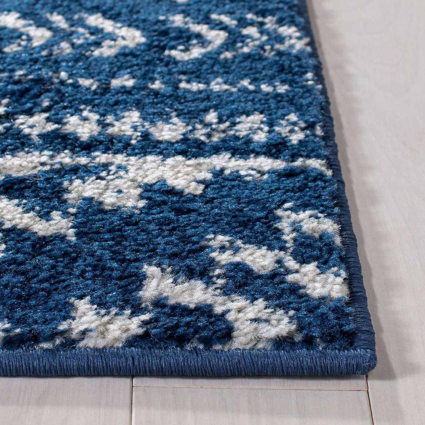 Safavieh Tulum Collection TUL272N Moroccan Boho Tribal Non-Shedding Stain Resistant Living Room Bedroom Runner, 2' x 13' , Navy / Ivory