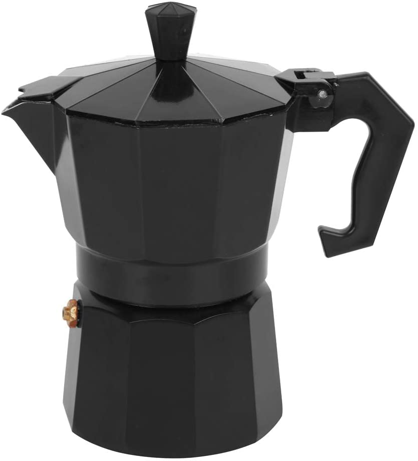 6 Cup Coffee Maker, Italian Style Coffee Maker, Moka Coffee Maker, Coffee Maker Tool, Quick Cleaning Pot for Home Office (Black)