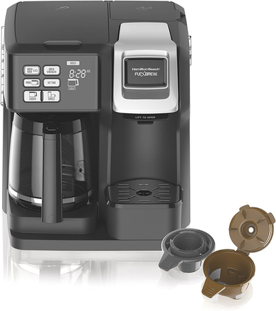 Hamilton Beach 49976 FlexBrew Trio 2-Way Single Serve Coffee Maker & Full 12c Pot, Compatible with K-Cup Pods or Grounds, Combo, Black