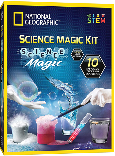 NATIONAL GEOGRAPHIC Magic Chemistry Set - Perform 10 Amazing Easy Tricks with Science, Create a Magic Show with White Gloves & Magic Wand