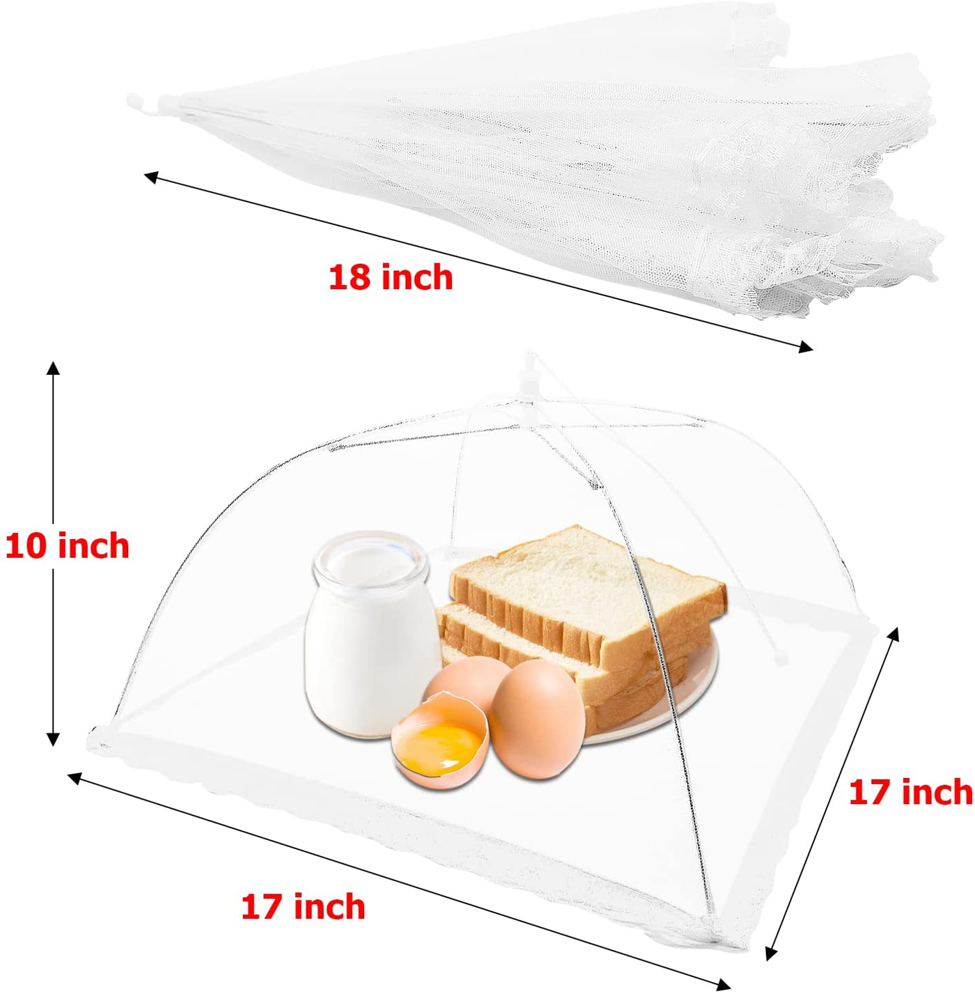 6 Pack Food Cover Pop-Up Tents Reusable and Collapsible Mesh Covers 17 x 17 Inches each