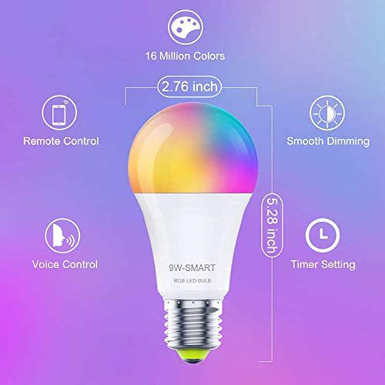 Smart WiFi LED Light Bulb, Works with Alexa & Google Home