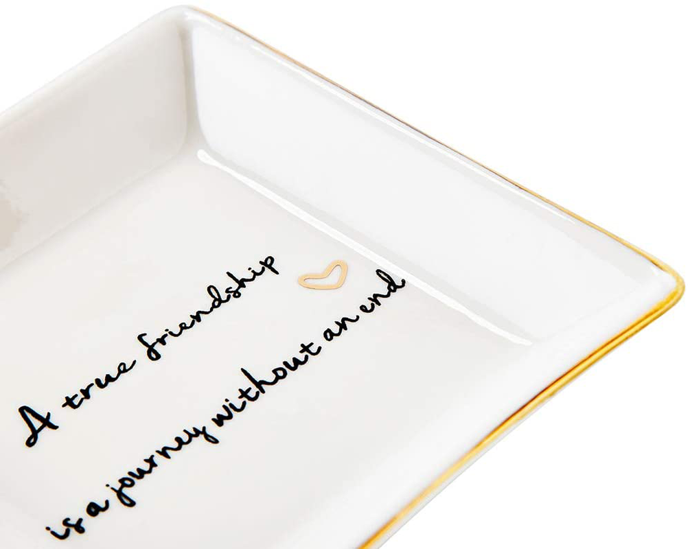 HOME SMILE Friend Birthday for Women Ring Dish with Friendship Quotes-A Friend is One of The Nicest Things You Can Have, Our Frienship is A True Blessing To Me