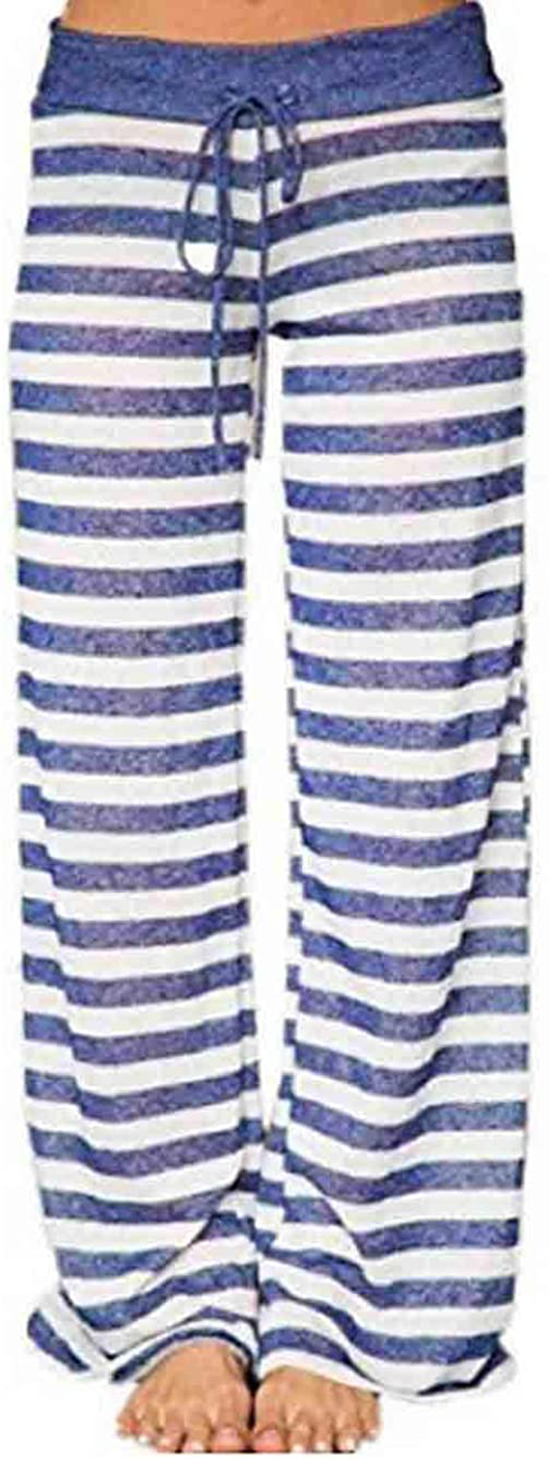 Women's Comfy Stretch Drawstring Palazzo Wide Leg Lounge Pants
