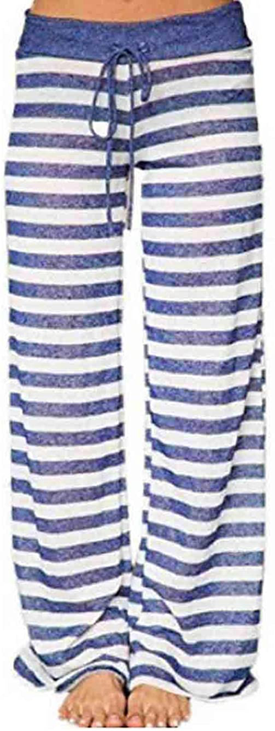 Women's Comfy Stretch Drawstring Palazzo Wide Leg Lounge Pants