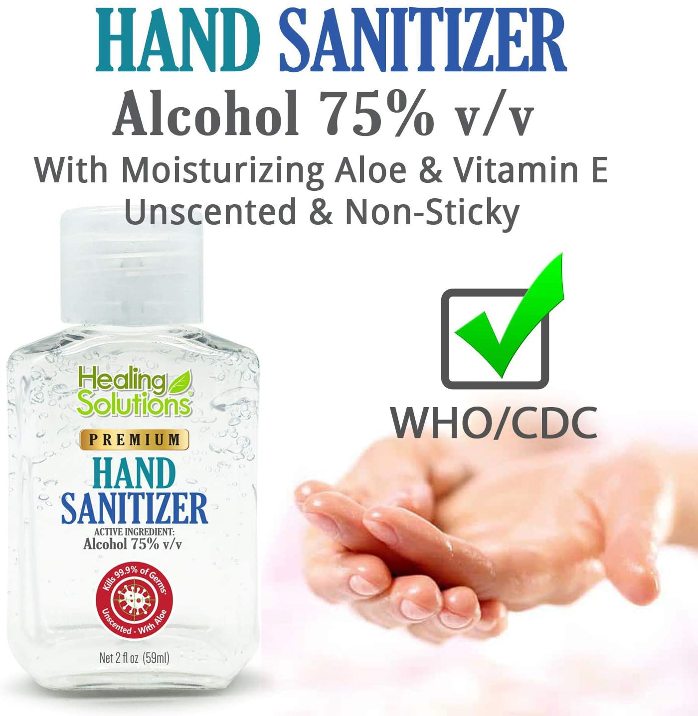 Hand Sanitizer Gel (Mini 2 oz Bottle) - 75% Alcohol - Kills 99.99% of Germs - Small 2oz Travel Size Individual Personal Pocket 2 Ounce Bottles