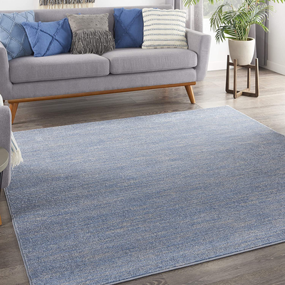 Nourison Essentials Solid Contemporary Blue/Grey 7' Square Area Rug , 7' X Square