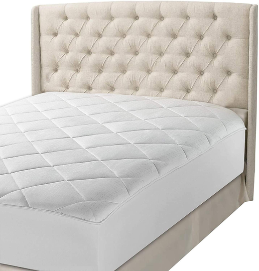MAXI Queen Mattress Pad Topper Fitted | Down Alternative Mattress Cover, 100% Cotton Top, 300 TC Quilted | Highly Breathable, Full Coverage Bed Mattress Pad | Queen 60x80 Stretchable Up to 18"