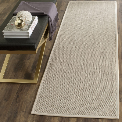 Safavieh Natural Fiber Collection NF143C Border Sisal Accent Rug, 2'6" x 4', Marble / Beige