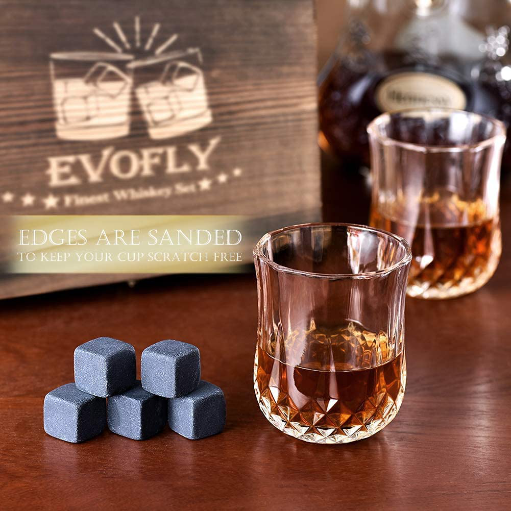 Gifts for Men Women, Whiskey Stones Set with Glasses, Drinking Gifts for Dad Husband Him, Cool Gifts Ideas for Anniversary Birthday Wedding Housewarming, Unique Rocks Present for Liquor Bourbon Scotch