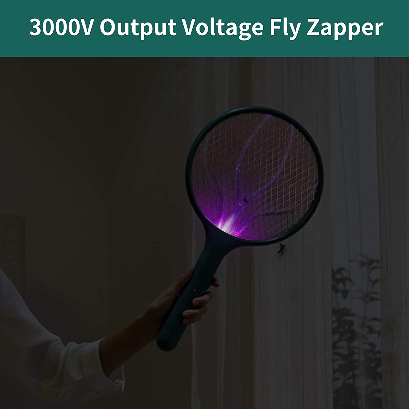 Endbug Bug Zapper Lamp & Fly Swatter Racket 2 in 1, USB Rechargeable Electric Mosquito Fly Gnat Killer for Home Indoor Outdoor (Dark Navy)