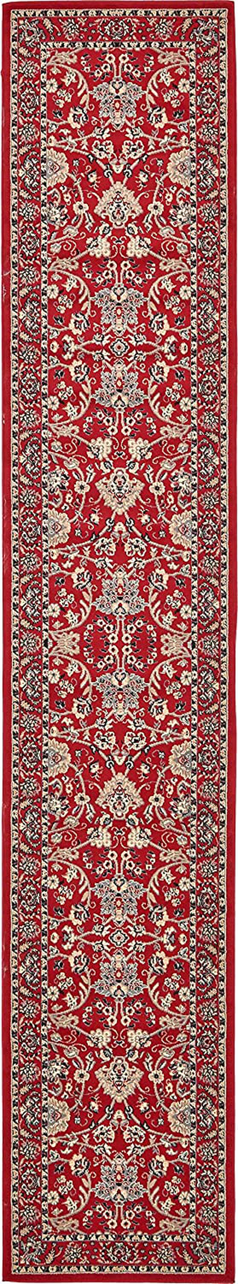 Unique Loom Kashan Traditional Floral Area Rug, 3 Feet x 16 Feet 5 Inch, Red/Ivory