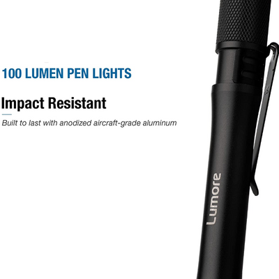 Four Pack of Durable Anodized Aircraft-Grade Aluminum Pen Flashlights 100 Lumens