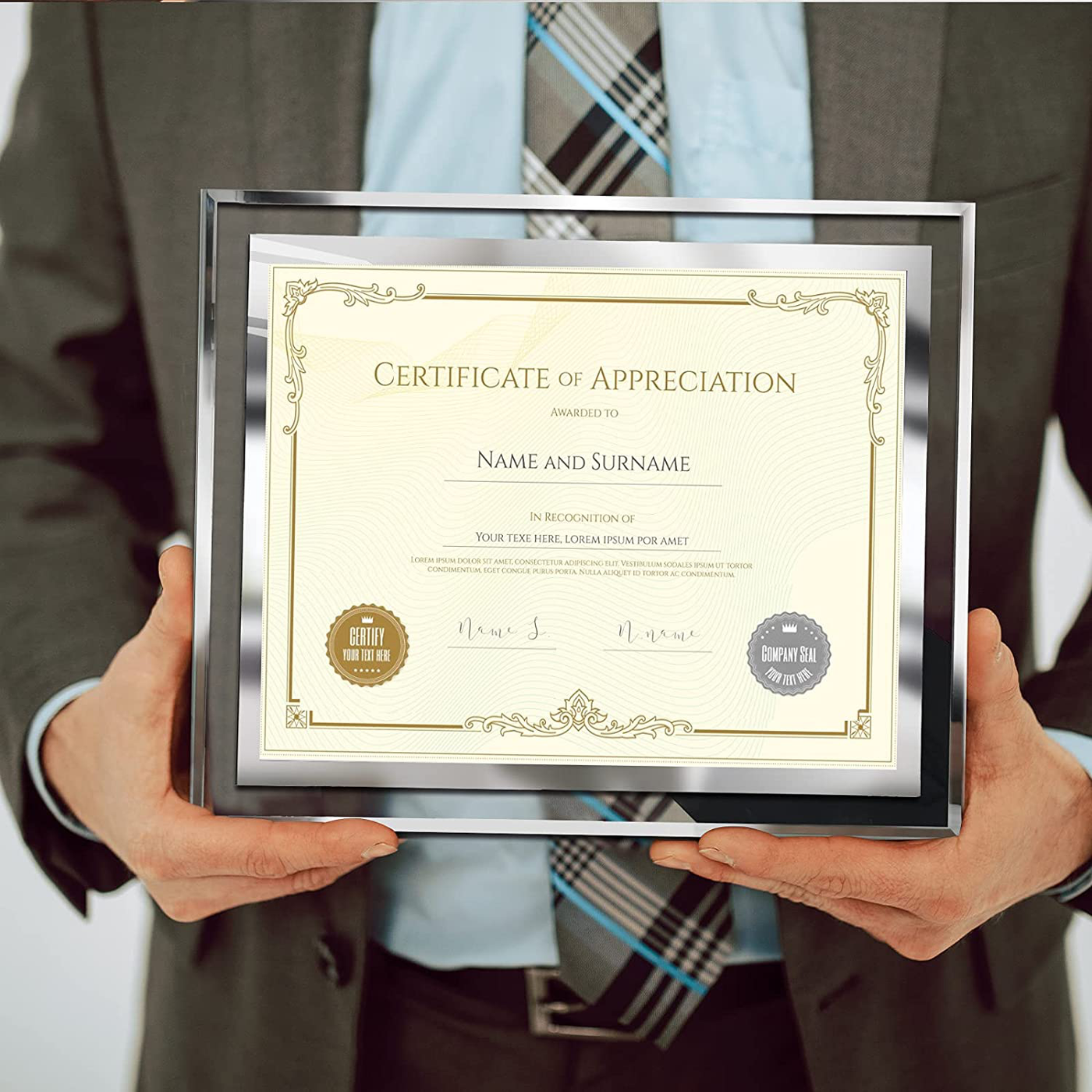 8.5 x 11 Certificate Document Frame Packs4 Diploma Glass Picture Frames for Tabletop
