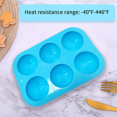 Candy Mousse Cake,6 Blue Holes Silicone Molds,2 Inch Diameter Backing Mold Use for Soap Mold, Mousse, Jelly, Cake, Bread, Prepared food, Chocolate, Round Shape