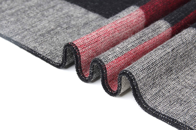 Men's Winter Scarf, Soft Long Cashmere Feel Scarves for Men with Fringes Tartan - Grey Black Red Plaid