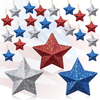 24 Pcs 4th of July Hanging Stars Ornaments USA Stars Blue Red and Silver Hanging America Glitter Stars Home Decor Patriotic Decorations for Independence Day Memorial Day,Flag Day,Patriotic Party