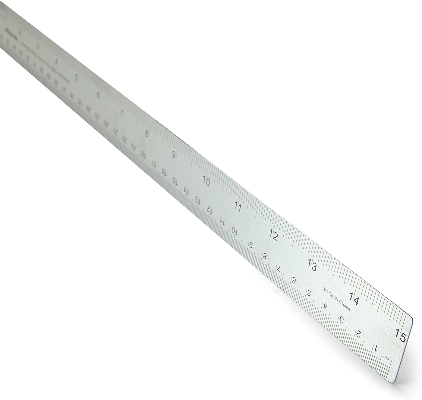 Officemate OIC Classic Stainless Steel Metal Ruler, 15 inches with Metric Measurements, Silver, 15" L x 1.25" W (66612)