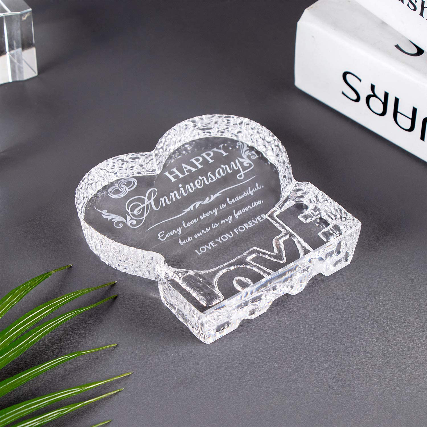 YWHL Wedding Anniversary Romantic Gift for Her, Crystal Engraved Gift for Couples, Love Gift for Wife