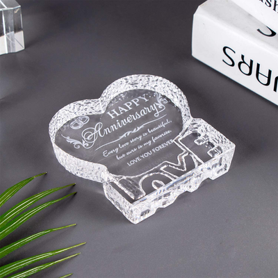 YWHL Wedding Anniversary Romantic Gift for Her, Crystal Engraved Gift for Couples, Love Gift for Wife