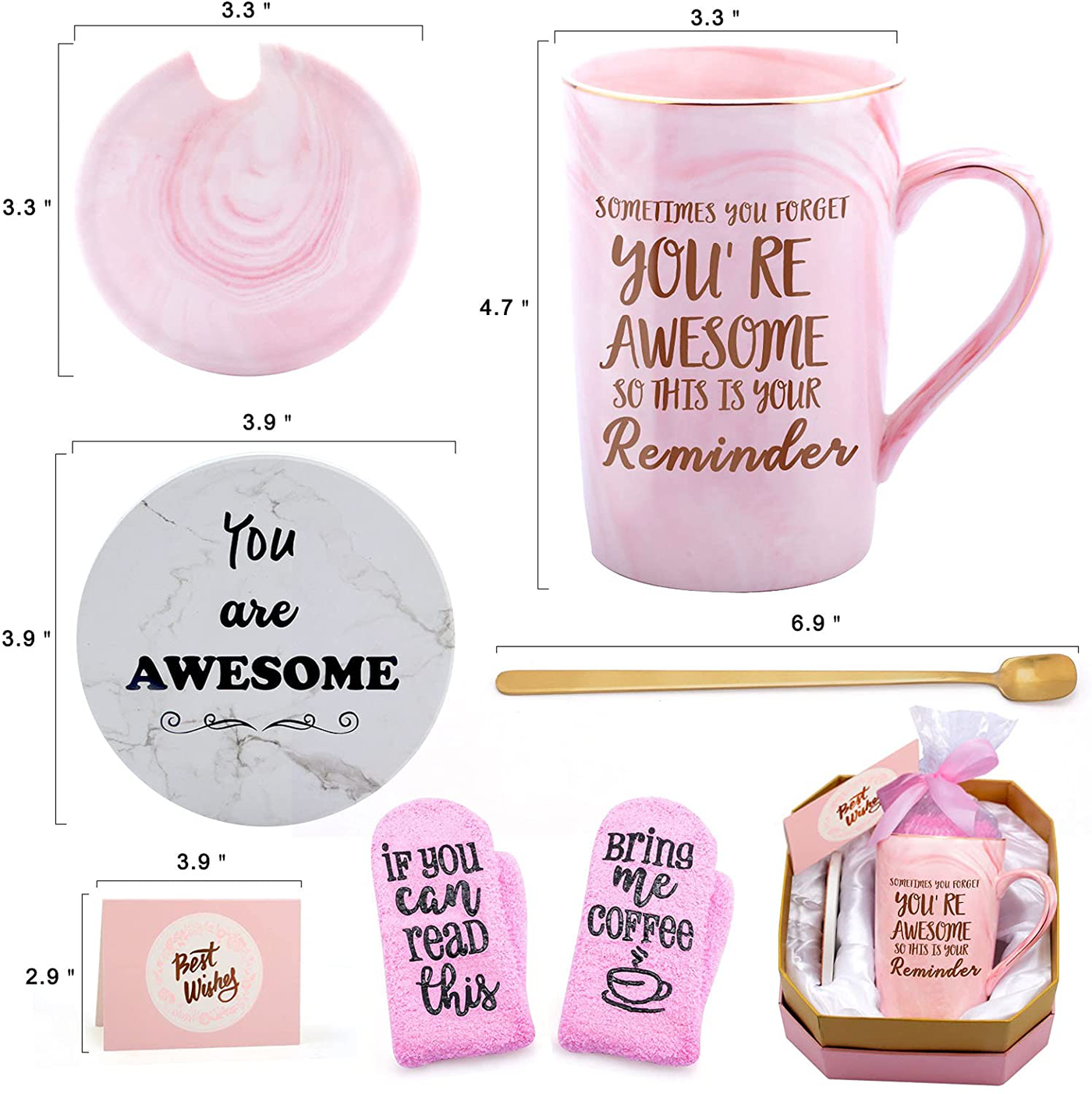 Thank You Gifts for Women, Puchod Birthday Christmas Thanksgiving Gifts for Best Friends Appreciation Gift Sometimes You Forget You're Awesome Funny Inspirational Present for Teacher Her Coworker Mug