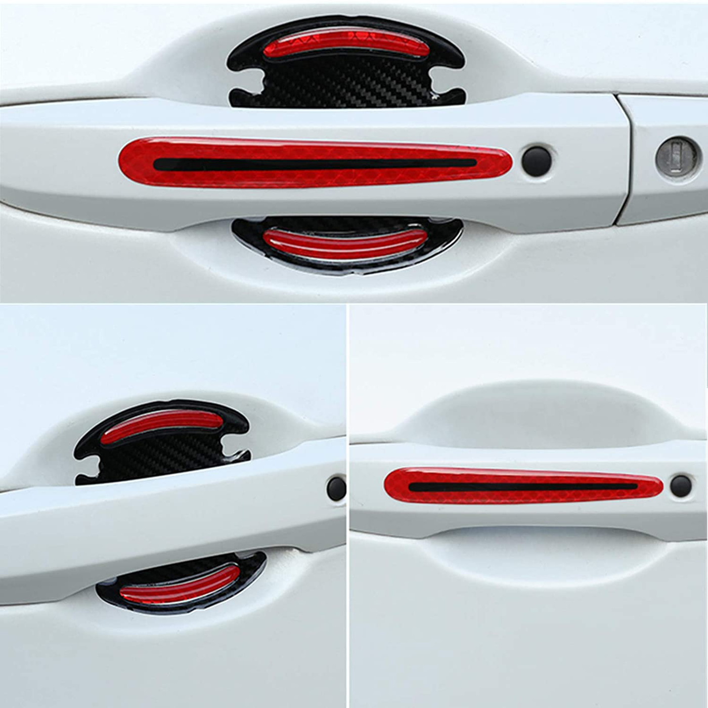 Car Outer Wrist Door Handle Reflective Stickers Universal Safety Reflective Warning Scratch Resistant Stickers 8PCS