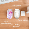 iJoy Wireless Mouse. 2.4G Bluetooth Mouse with USB Receiver for Laptop, Desktop, Chromebook and More. Slim Cordless Mouse with 3 Adjustable Dpi Settings and Up to 32 Feet Wireless Range (Tye Dye)