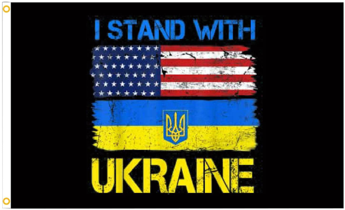 I Stand with Ukraine 3x5ft Flag - Polyester Black Double Sided with Brass Grommets