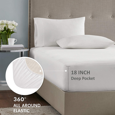 Serta Waterproof Mattress Pad-Cotton Blend Electric Bed Warmer with 10 Heat Settings Controller Zero Radiation, Auto Shut Off, 18" Deep All Around Elastic Pocket, Cal King, White