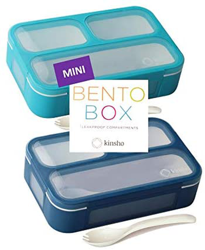 Bento Box Lunch Boxes and Snack Containers for Kids Girls Boys | Leakproof Portion Container Kits BPA Free | Value Pack Set of 4 | Teal Orange Large + MINI 4 pack