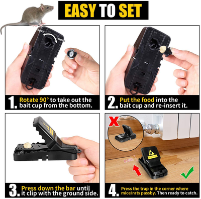 Mouse Trap, Small Rat Traps That Work, Best Humane Mouse Snap Traps No See Kill Mice Traps Mouse Killer with Detachable Bait Cup Safe and Effective Mouse Catcher for Home House Indoor Outdoor-12PCS