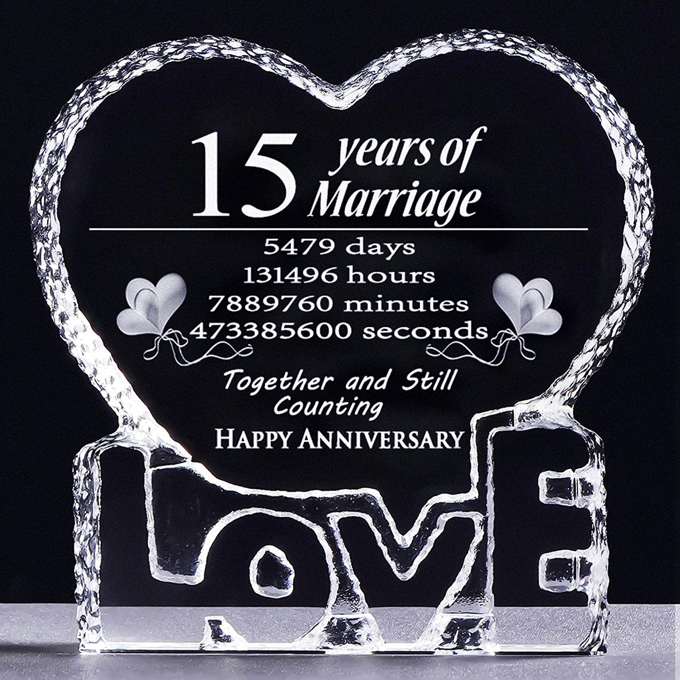 YWHL 20 Year 20th Wedding Anniversary Crystal Sculpture Keepsake Gifts for Her Wife Girlfriend Him Husband (20 Year)