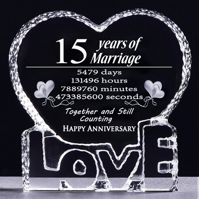 YWHL 20 Year 20th Wedding Anniversary Crystal Sculpture Keepsake Gifts for Her Wife Girlfriend Him Husband (20 Year)