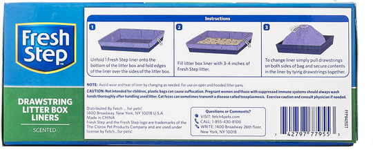 7 Count Fresh Step Drawstring Scented or Unscented Cat Litter Box Liners