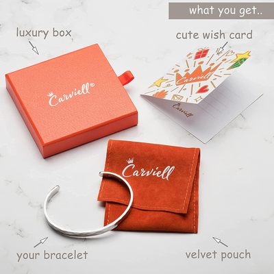 Carviell Bracelets for Women, Personalized Gifts for Her, Mom, Best Friend, Inspirational Friendship Cuff for Teen Girls, Engraved, Birthday Gift Jewelry