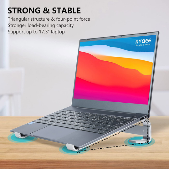 Laptop Riser for Desk, KYQEE Laptop Stand, Ergonomic Aluminum Computer Stand for Laptop, Ventilated Notebook Stand Compatible with MacBook Air Pro, Dell XPS, HP, More 11-17.3 Inches Work from Home