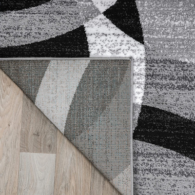 Contemporary Modern Circles Gray Area Rug Abstract 3'3" x 5'3"